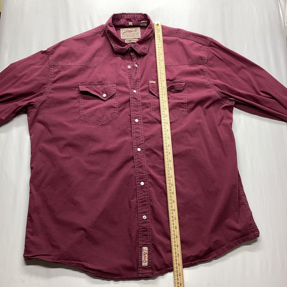 Rafter C Cowboy Collection Mens Burgundy Western Pearl Snap Shirt RC20007235 - Picture 3 of 7